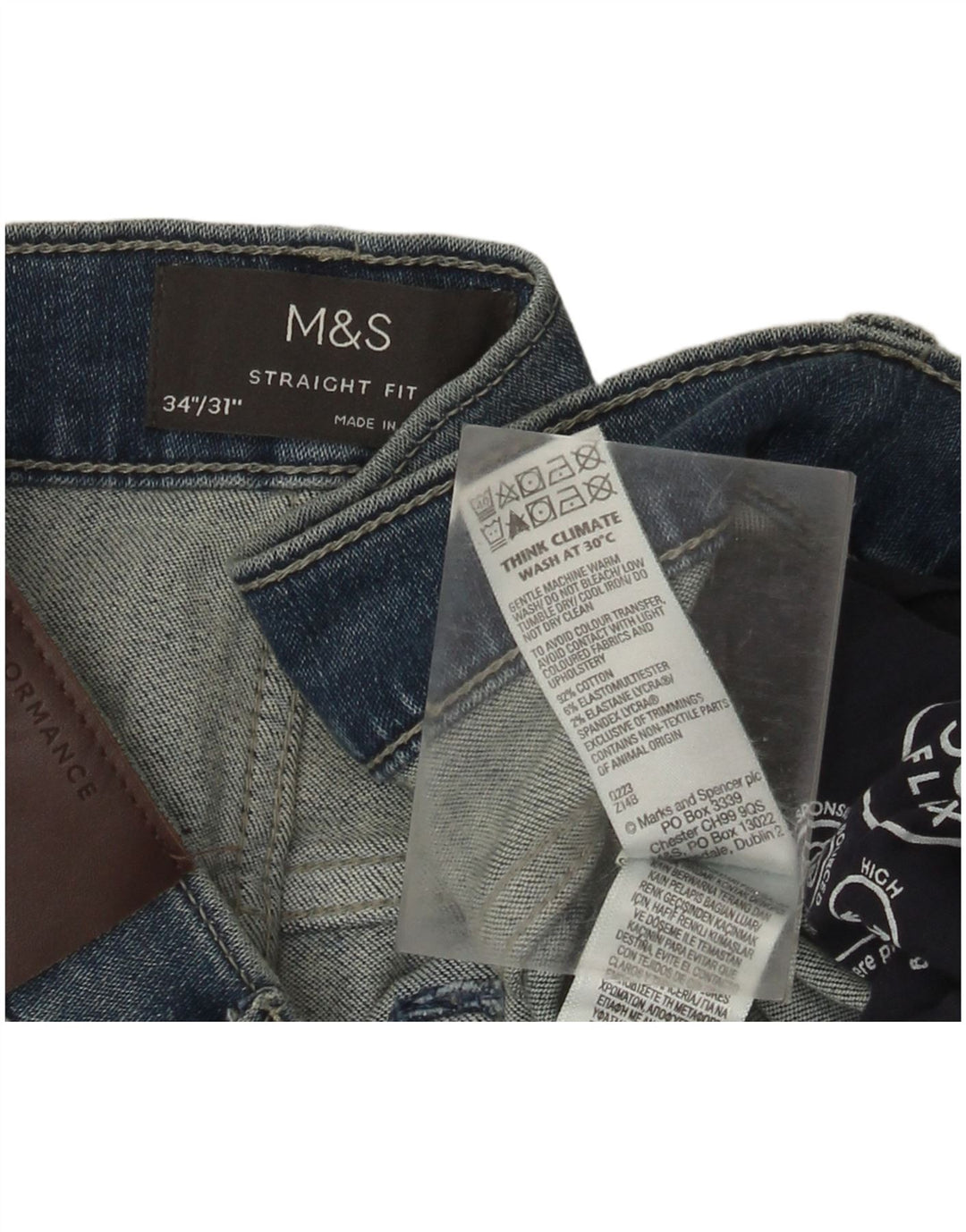 Marks & Spencer Mens Straight Jeans W34 L31 Blue Cotton