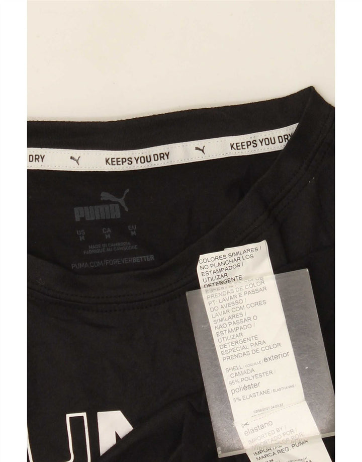 Puma Womens Crop Graphic T-Shirt Top UK 14 Medium Black Polyester