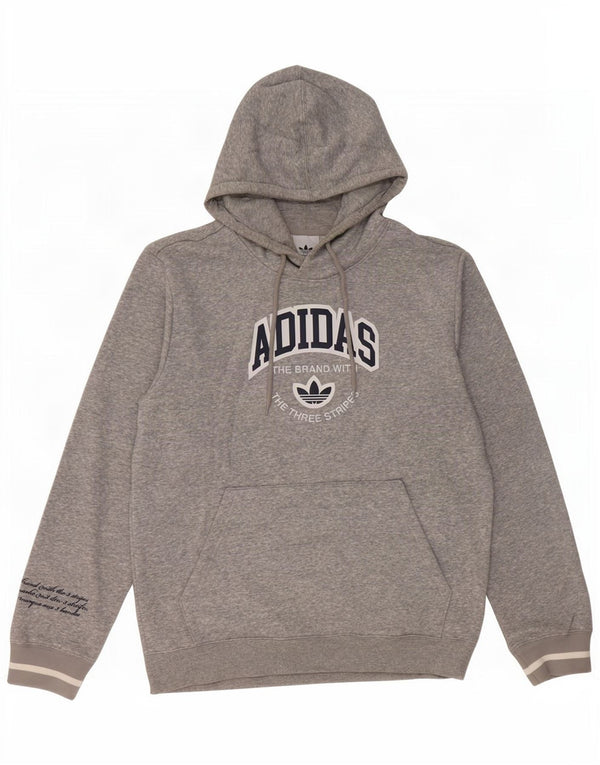 Felpa con cappuccio grafica da uomo Adidas in cotone chiazzato grigio medio