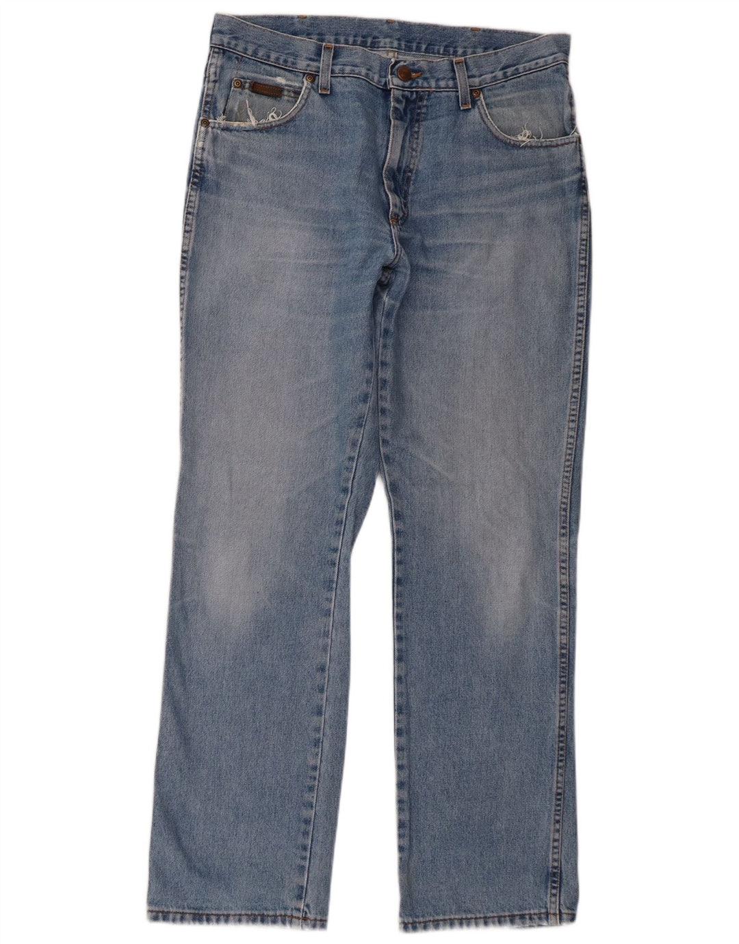 Wrangler Mens Regular Fit Straight Jeans W34 L32 Blue Cotton