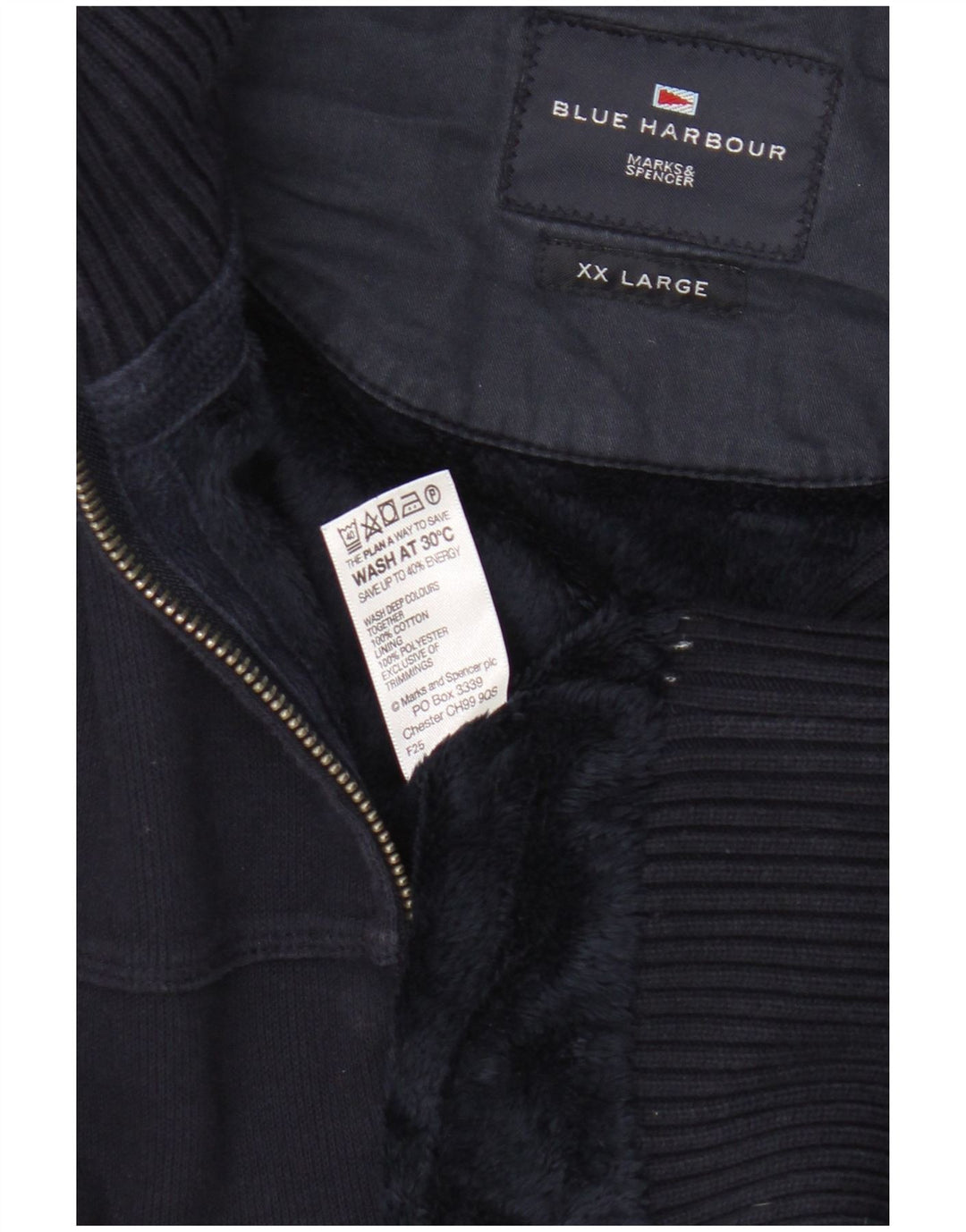 Marks & Spencer Mens Blue Harbour Tracksuit Top Jacket 2XL Navy Blue Cotton