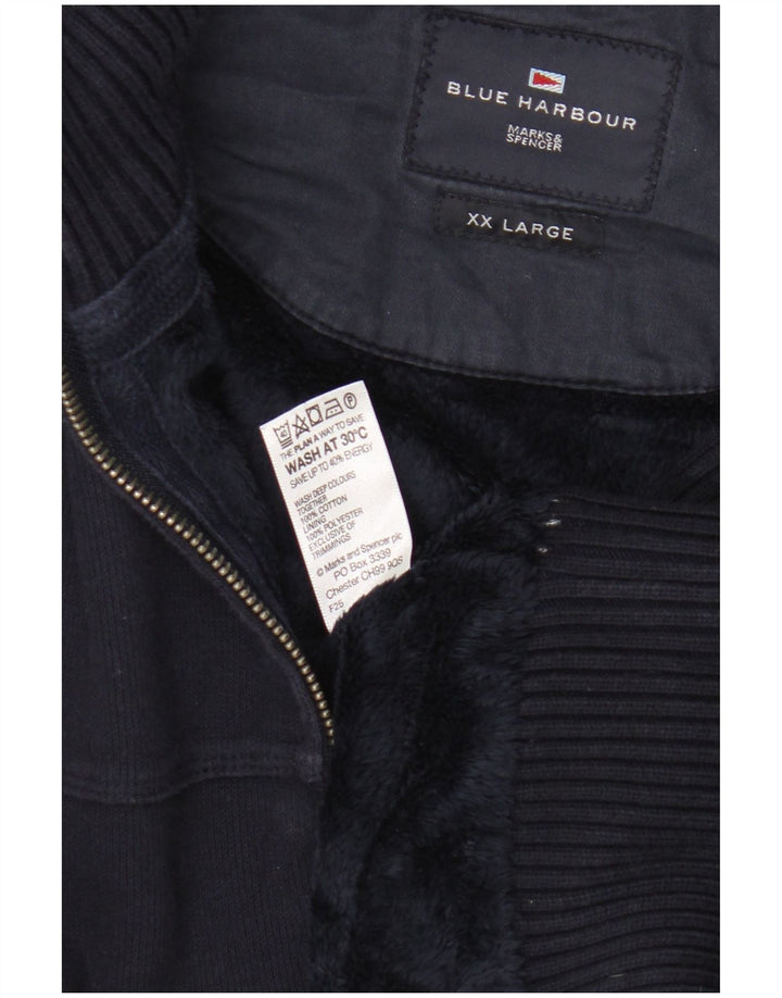 Marks & Spencer Mens Blue Harbour Tracksuit Top Jacket 2XL Navy Blue Cotton