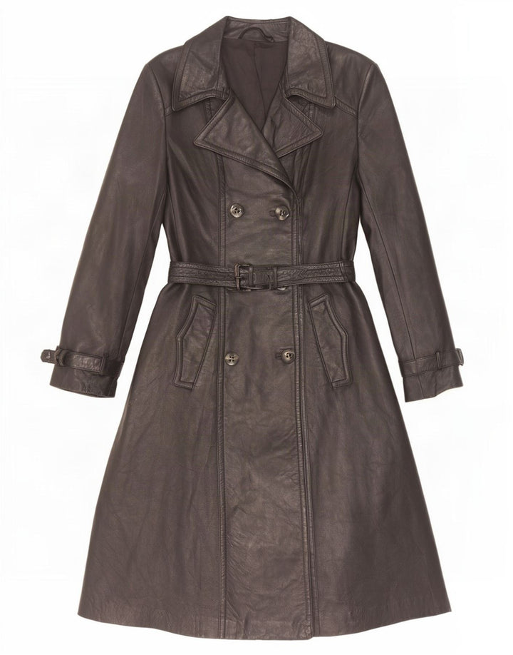 Vintage læderfrakke til kvinder UK 10 Small Black