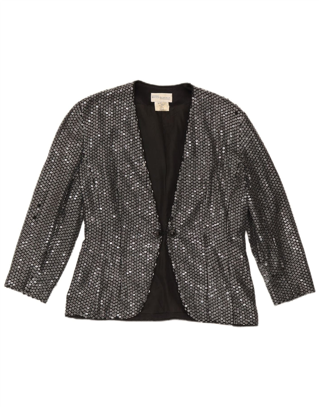 Bruce Oldfield Veste blazer pour femme UK 12 Argent moyen
