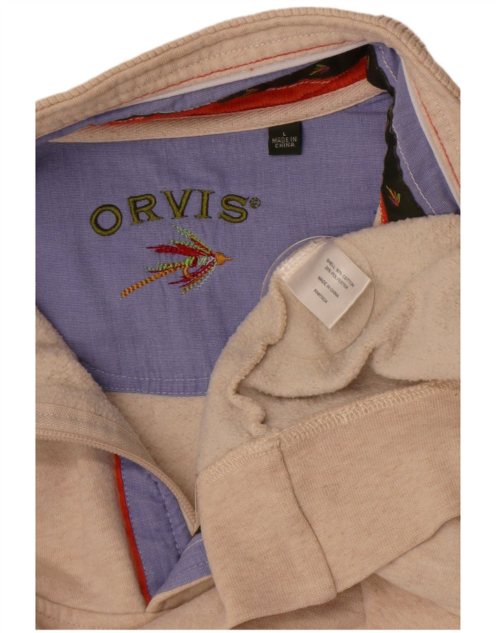 Orvis Mens Zip Neck Sweatshirt Jumper Large Beige Flecked Cotton