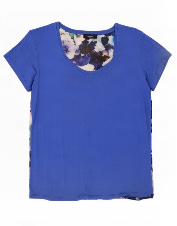 Top tricou Paul Smith pentru femei UK 18 XL Albastru Floral Modal