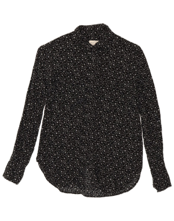 Jack Wills Womens Boyfriend Fit Langærmet skjorte UK 6 XS Sort Geometrisk