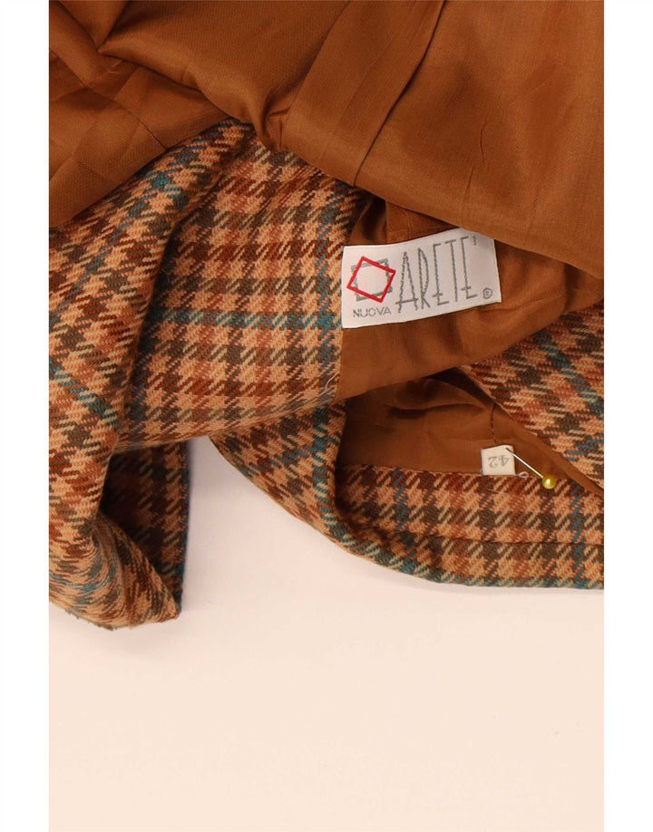 Vintage mujer chaqueta blazer de doble pecho IT 42 pata de gallo marrón medio