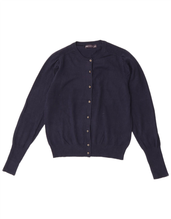 Marks & Spencer Womens Cardigan Sweater UK 12 Medium Navy Blue Viscose