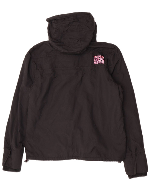 Superdry Womens The Windcheater Hooded Windbreaker Jacket UK 18 XL Sort