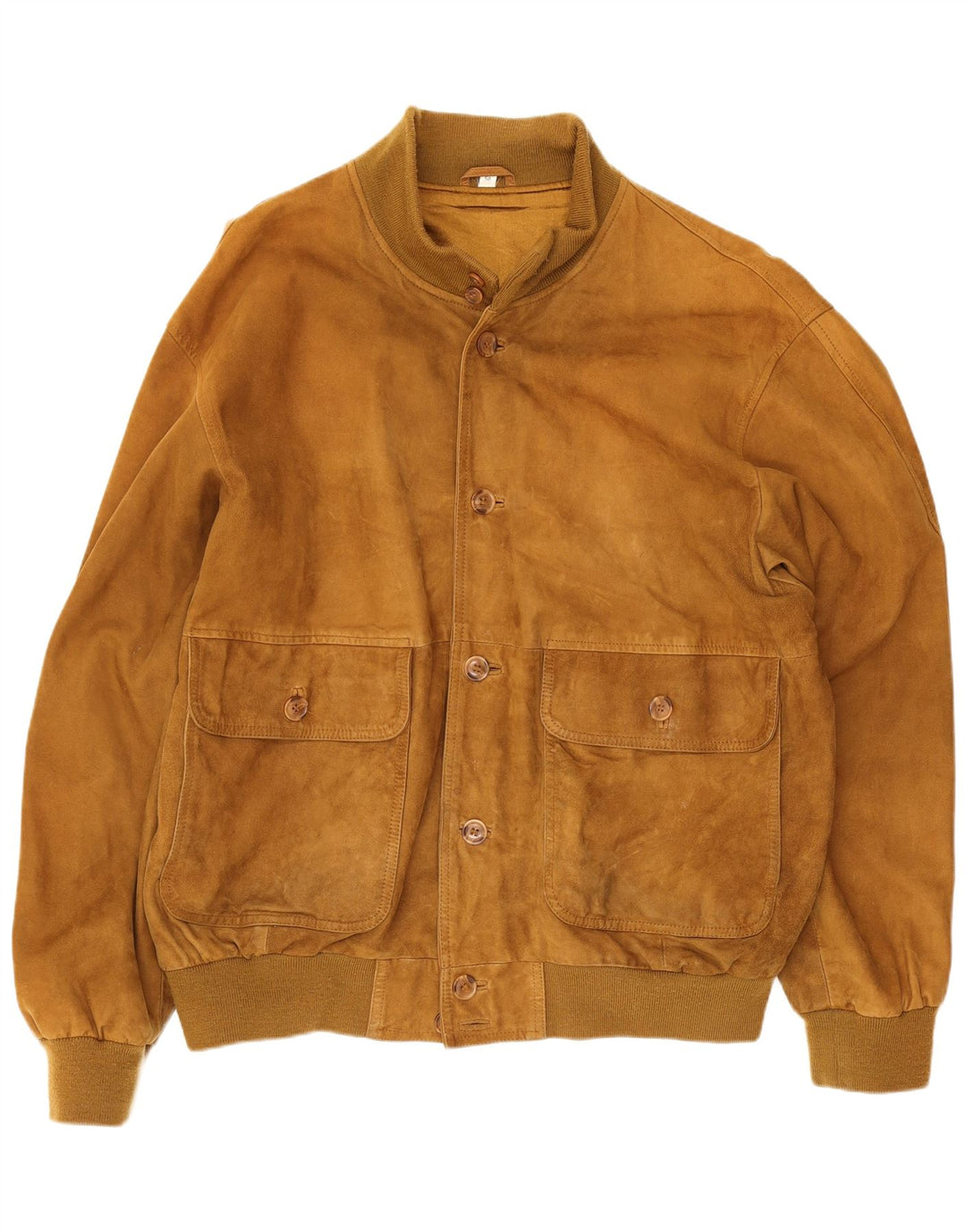 Zarro Mens Suede Bomber Jacket UK 44 2XL Beige Leather