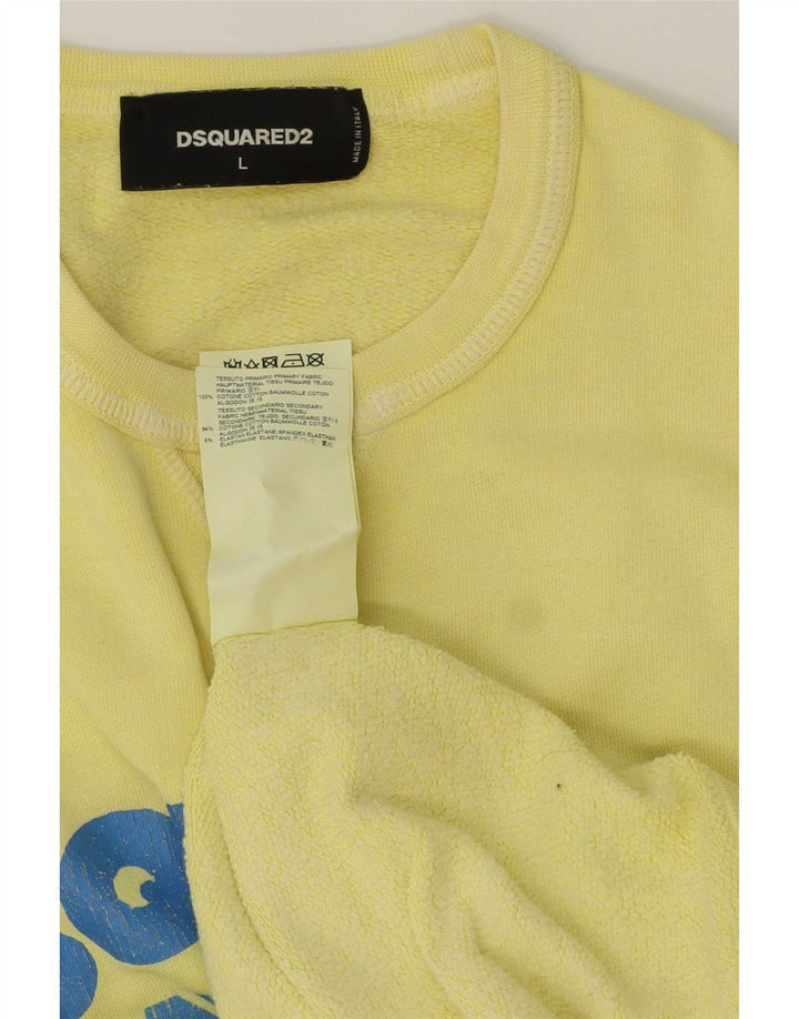 Dsquared2 Felpa grafica da uomo Maglione grande cotone giallo