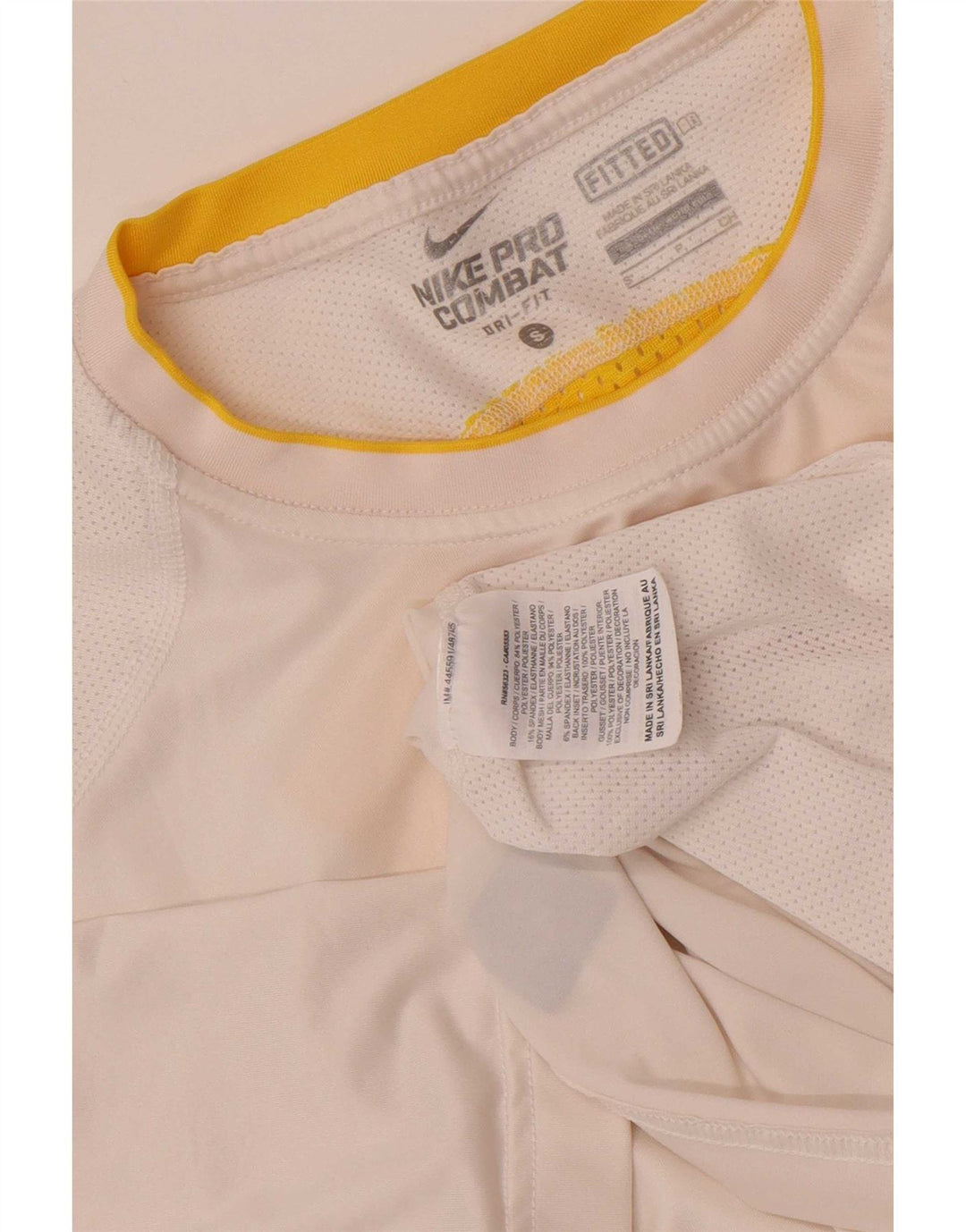 Męski T-shirt Nike Dri Fit, mały, biały, poliestrowy blok kolorów