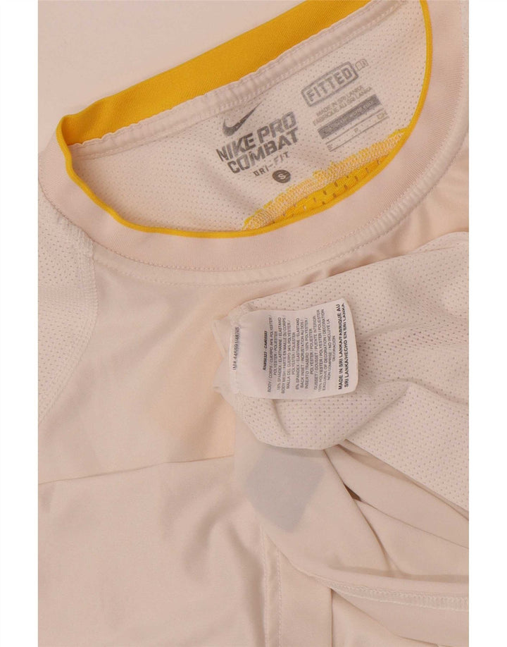 Męski T-shirt Nike Dri Fit, mały, biały, poliestrowy blok kolorów