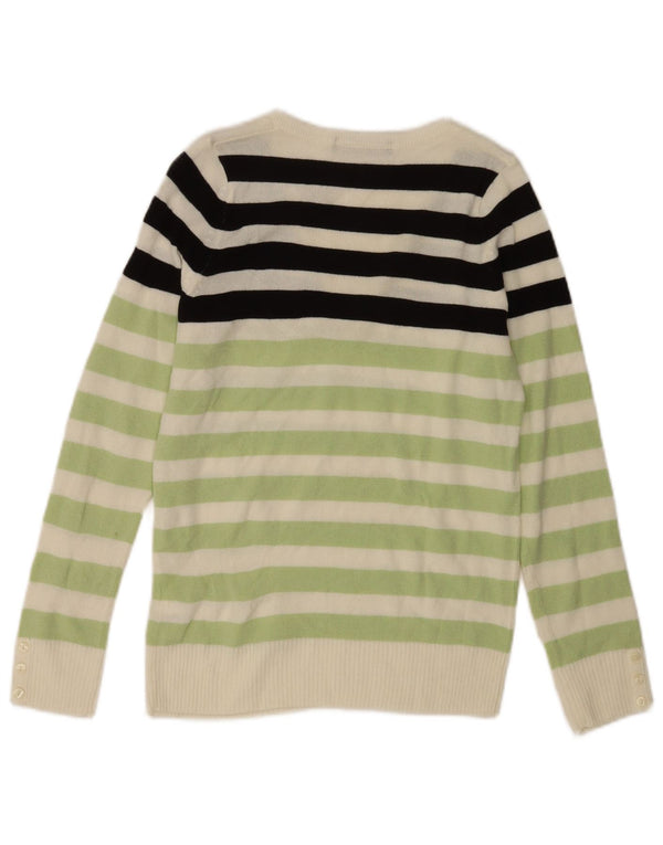 Marks & Spencer Damen-Pullover mit V-Ausschnitt, Gr. 8, klein, grün gestreift