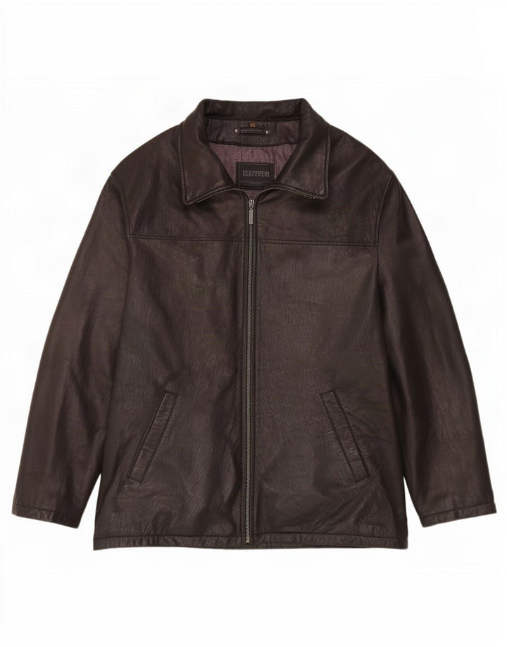 Trapper Veste en cuir pour homme IT 50 Large Noir