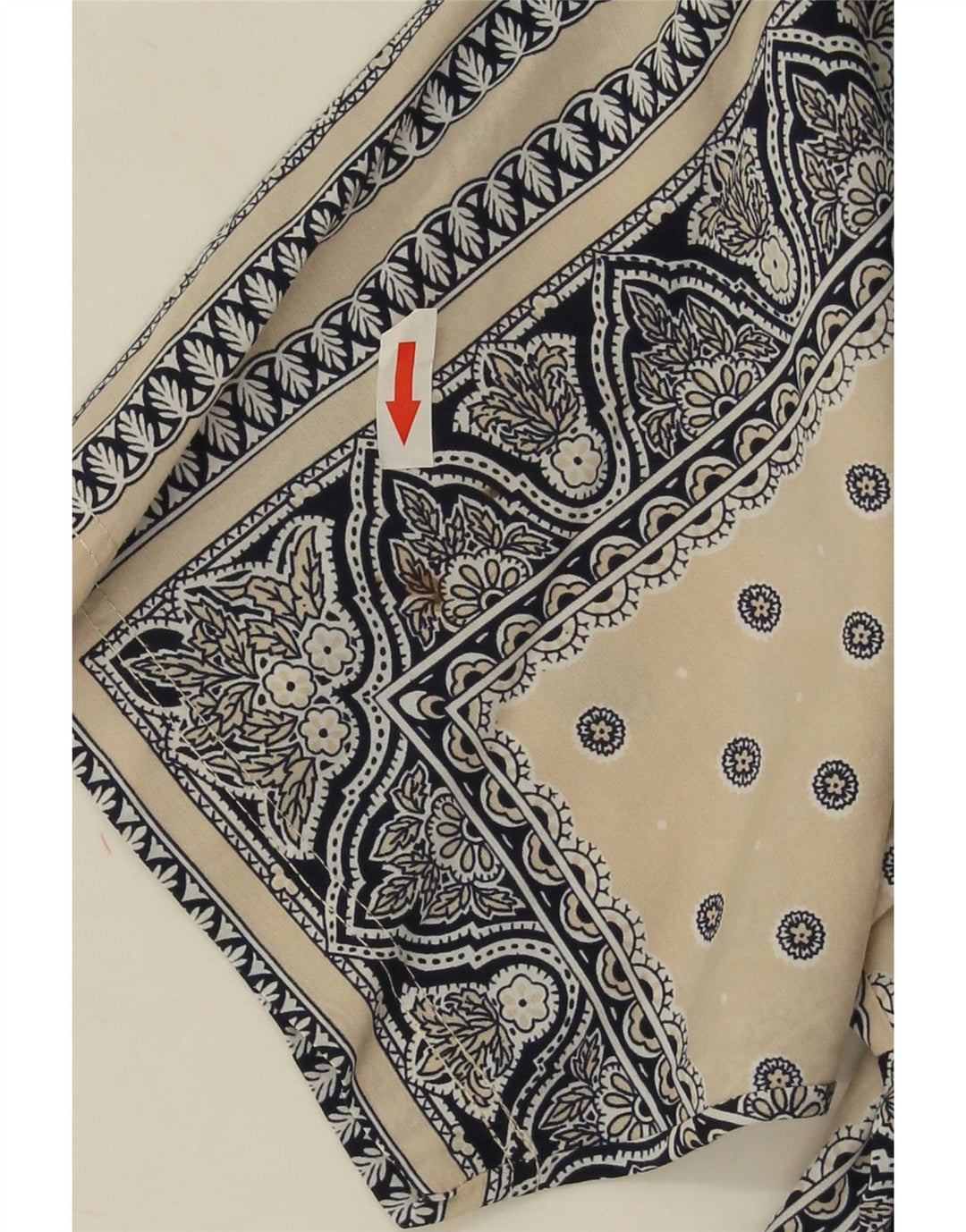 Alcatraz Mens Short Sleeve Pullover Shirt Medium Beige Paisley Viscose