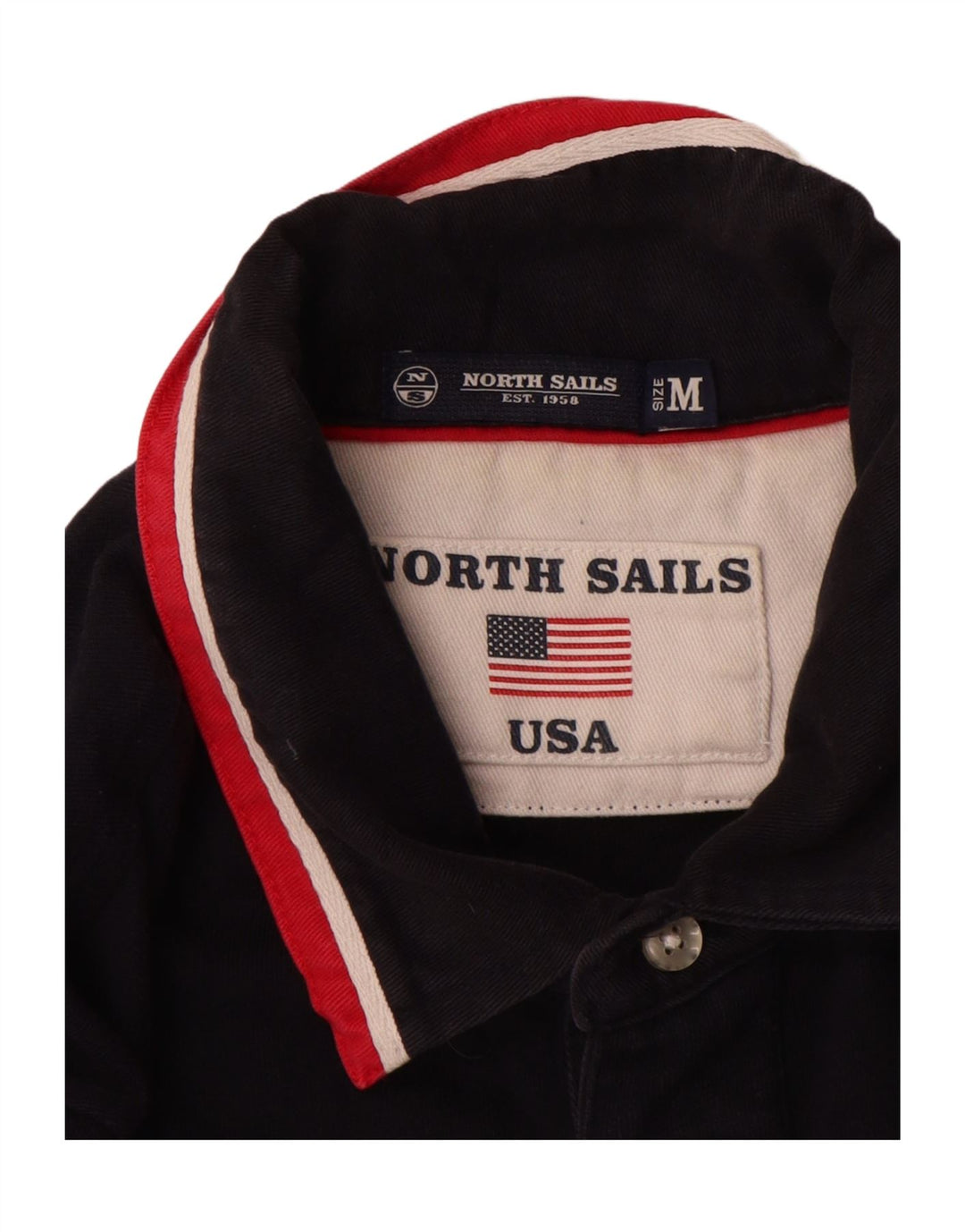 North Sails Mens Long Sleeve Polo Shirt Medium Navy Blue Cotton