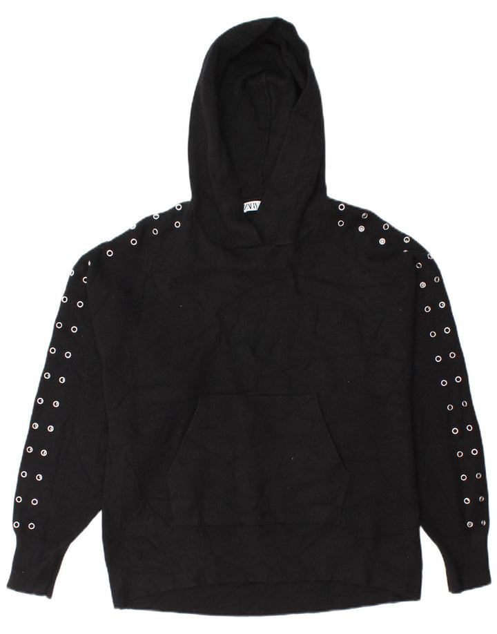 Zara Womens Oversized Jumper Sweater UK 10 Small Black Viscose