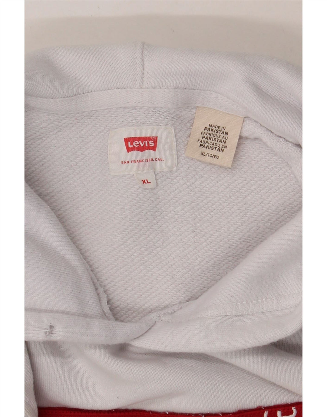 LEVI'S Mens Graphic Hoodie Jumper XL White Cotton Vintage Levi's and Second-Hand Levi's from Messina Hembry 