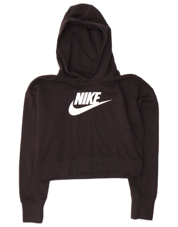Nike Girls Crop Graphic Hoodie Jumper 13-14 år XL sort bomuld