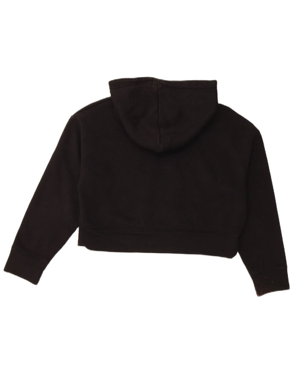 Zara Womens Crop Hoodie Jumper UK 12 Medium Black Cotton