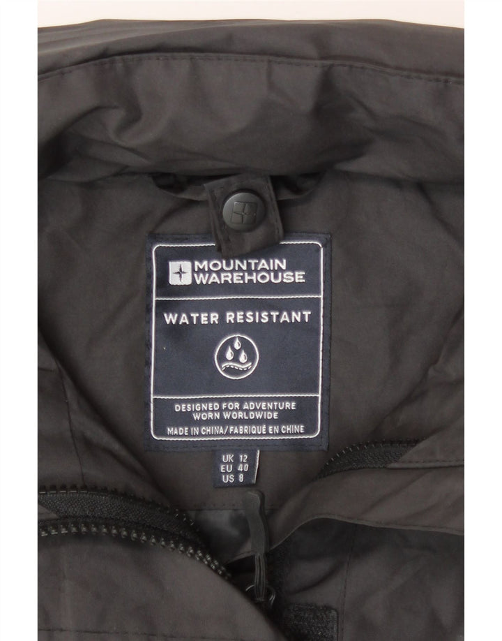 Mountain Warehouse Womens Hooded Rain Jacket UK 12 Medium Black Polyamide