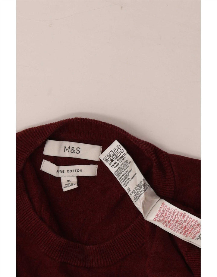 Marks & Spencer Mens Crew Neck Jumper Sweater XL Red Cotton