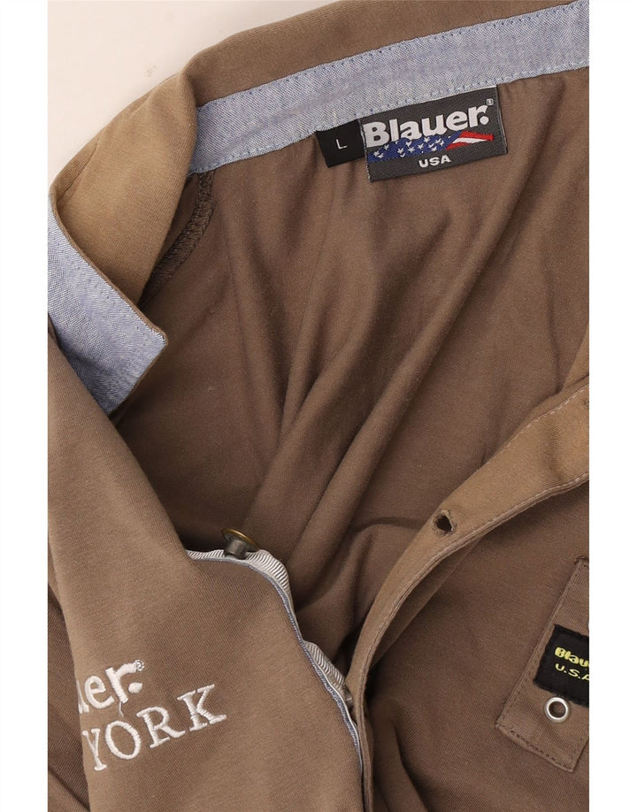 Blauer Mens Graphic Polo Shirt Large Brown