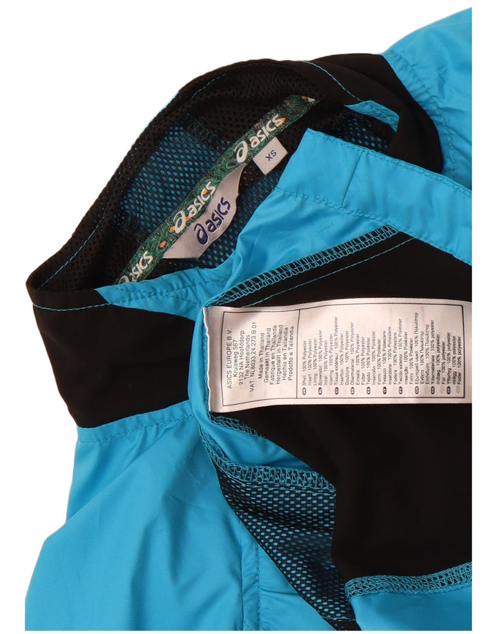 Asics Damen-Trainingsanzug-Oberjacke UK 6 XS Blaues Colourblock-Polyester