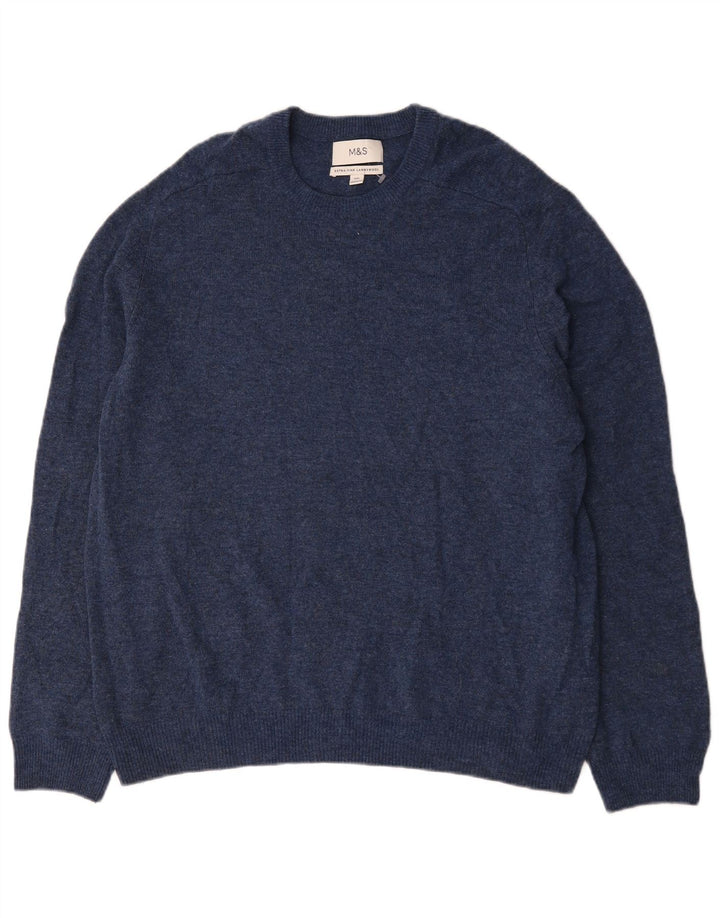 Marks & Spencer Mens Crew Neck Jumper Sweater 2XL Navy Blue Flecked