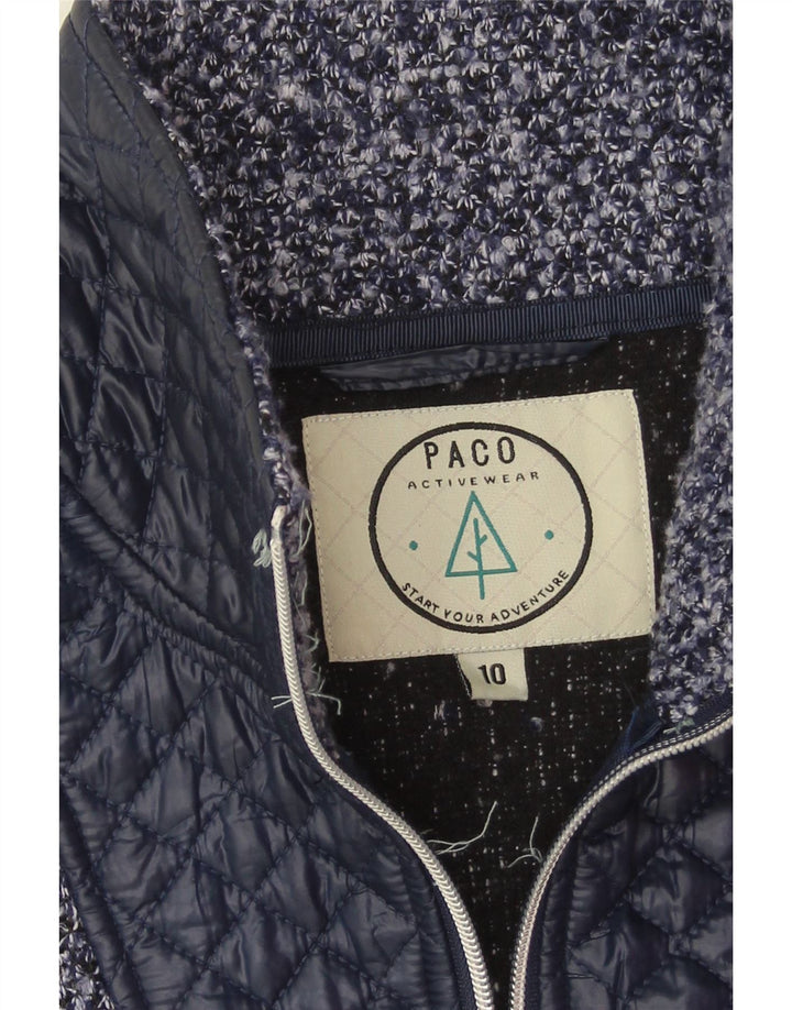 PACO Womens Quilted Jacket UK 10 Small Navy Blue Colourblock Polyester Vintage Paco and Second-Hand Paco from Messina Hembry 
