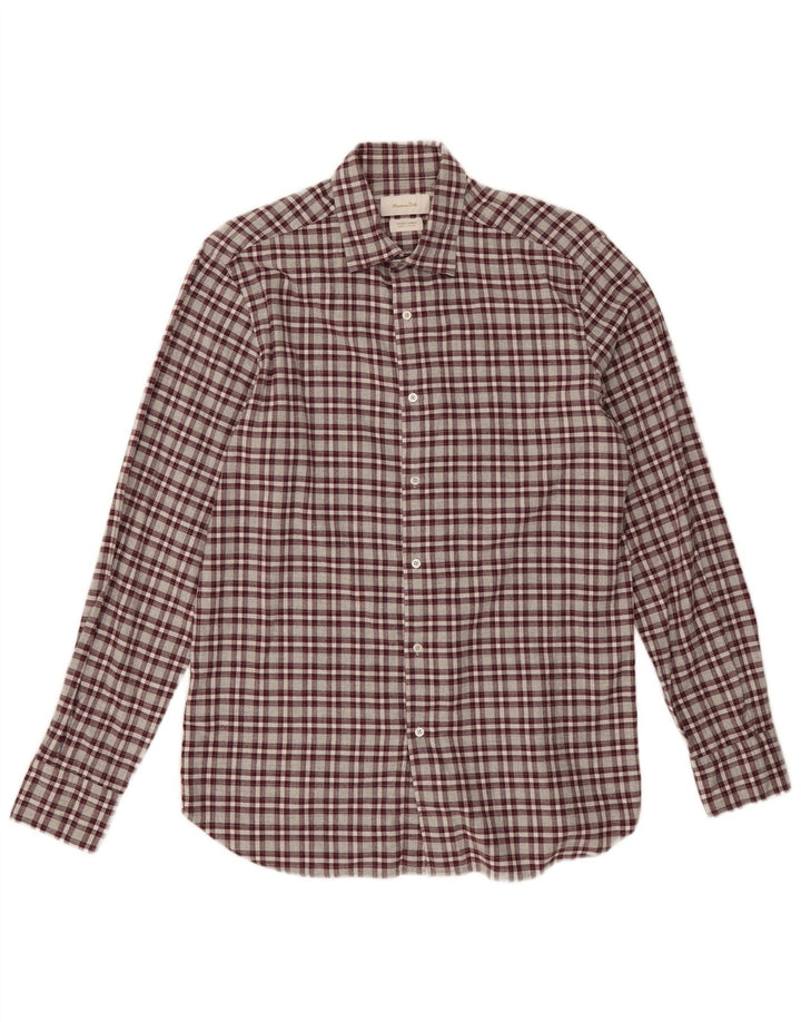 Massimo Dutti Herre flannelskjorte Medium Burgund ternet bomuld