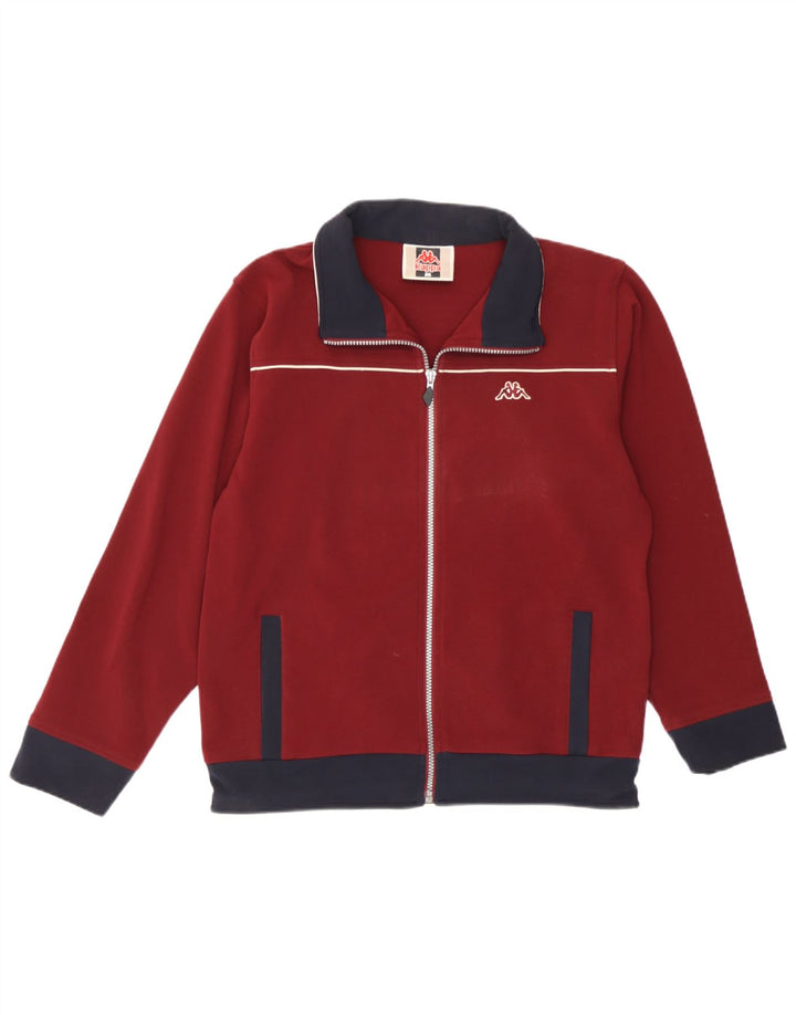 Kappa Herren-Trainingsanzug-Top-Jacke, mittleres Burgunderrot, Farbblock-Polyester