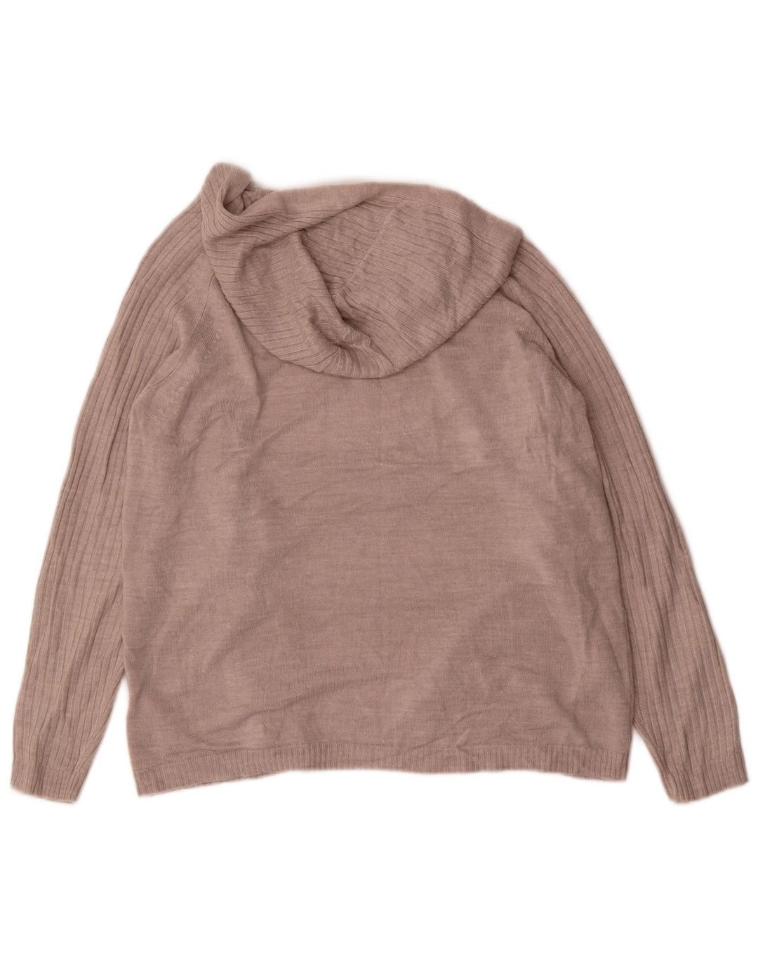 Marks & Spencer Dame Hætte Åben Cardigan Sweater UK 14 Medium Beige