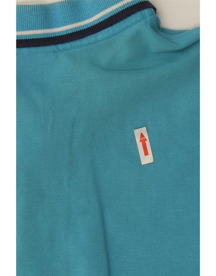 Lotto Mens Polo Shirt Medium Blue Striped Cotton