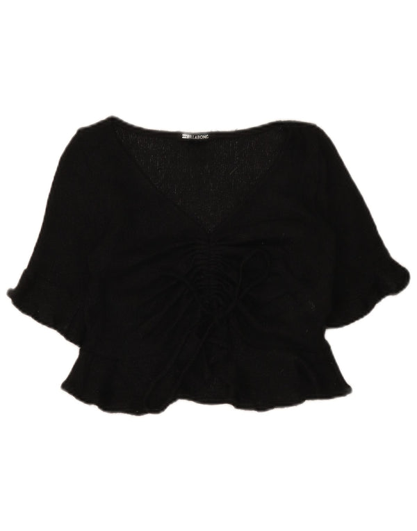 Billabong Womens Crop 3/4-ærmet blusetop UK 6 XS Sort Polyester