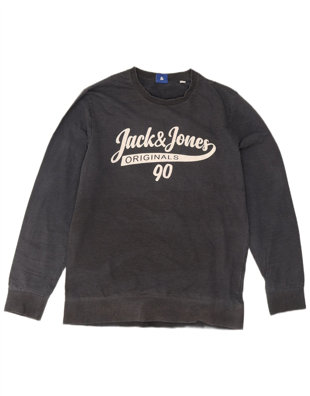 Jack & Jones Mens Graphic Sweatshirt Jumper Large Grey Cotton
