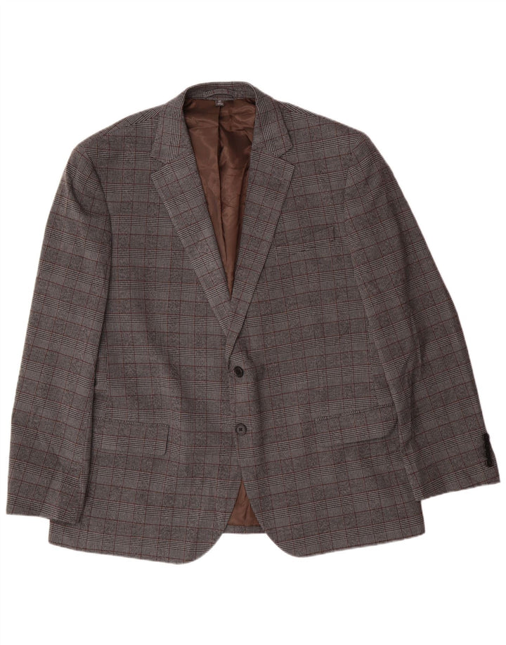 Marks & Spencer Herren-Blazer mit 2 Knöpfen, UK 46 3XL, grau kariertes Polyester