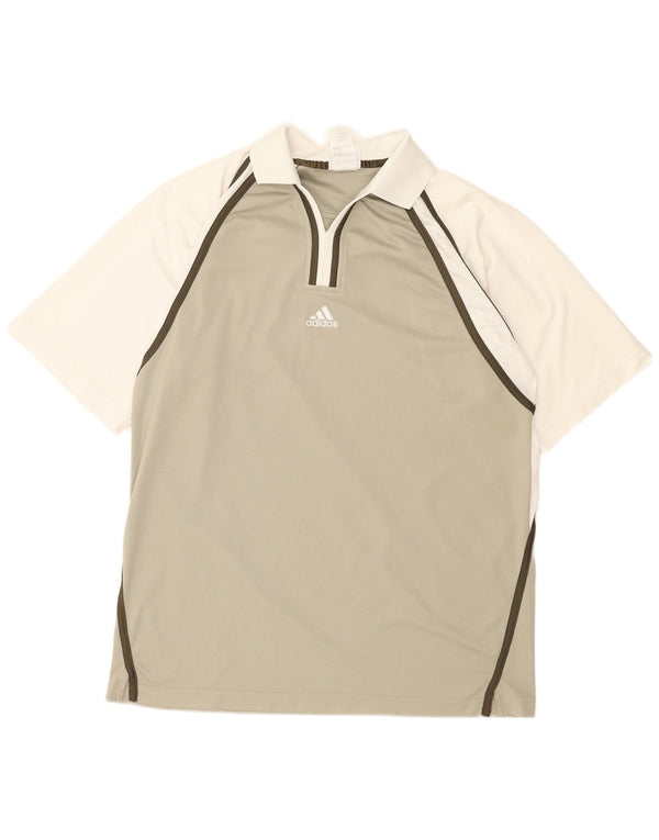 Adidas Mens Polo Shirt UK 42/44 Large Green Colourblock Polyester