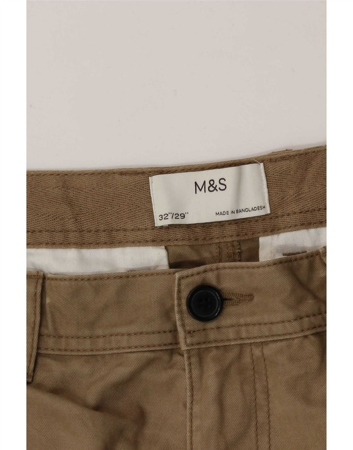 Marks & Spencer Mens Straight Cargo Trousers W32 L29 Beige Cotton