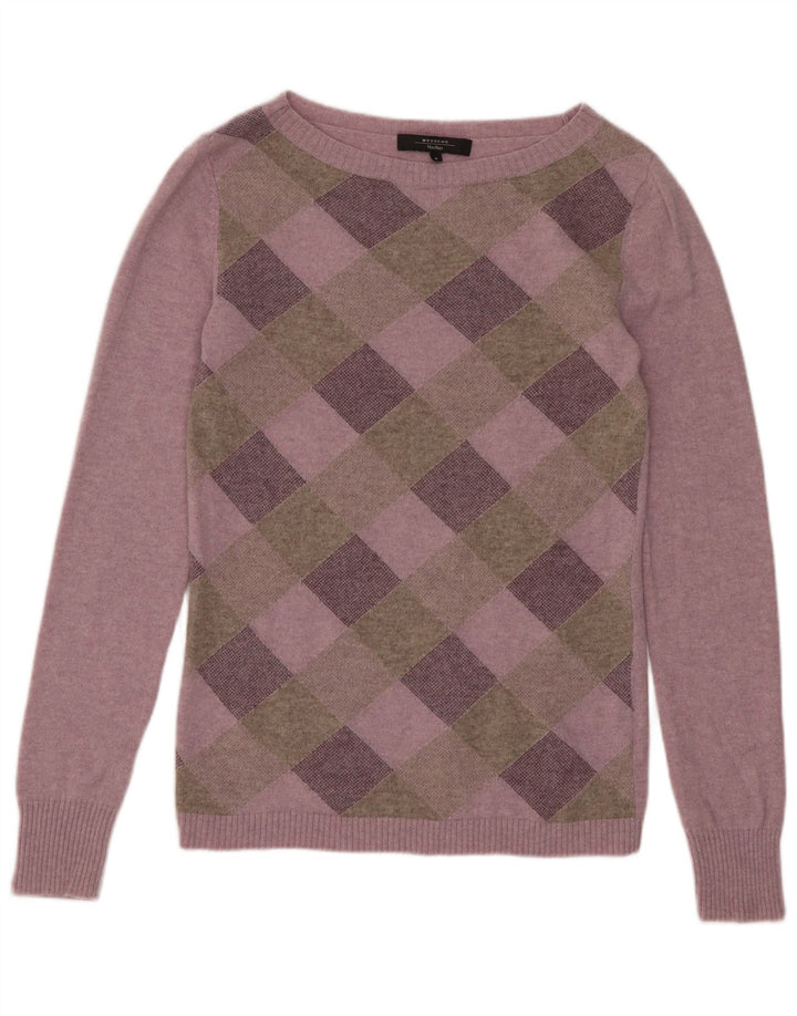 Maglione maglione con scollo a barca da fine settimana da donna Max Mara UK 12 medio viola a quadri