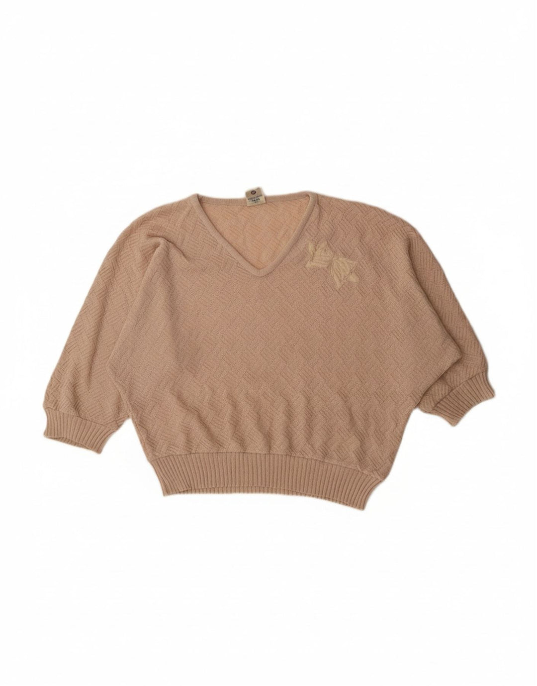 Suéter feminino C&A Batwing com decote em V UE 42 grande bege acrílico