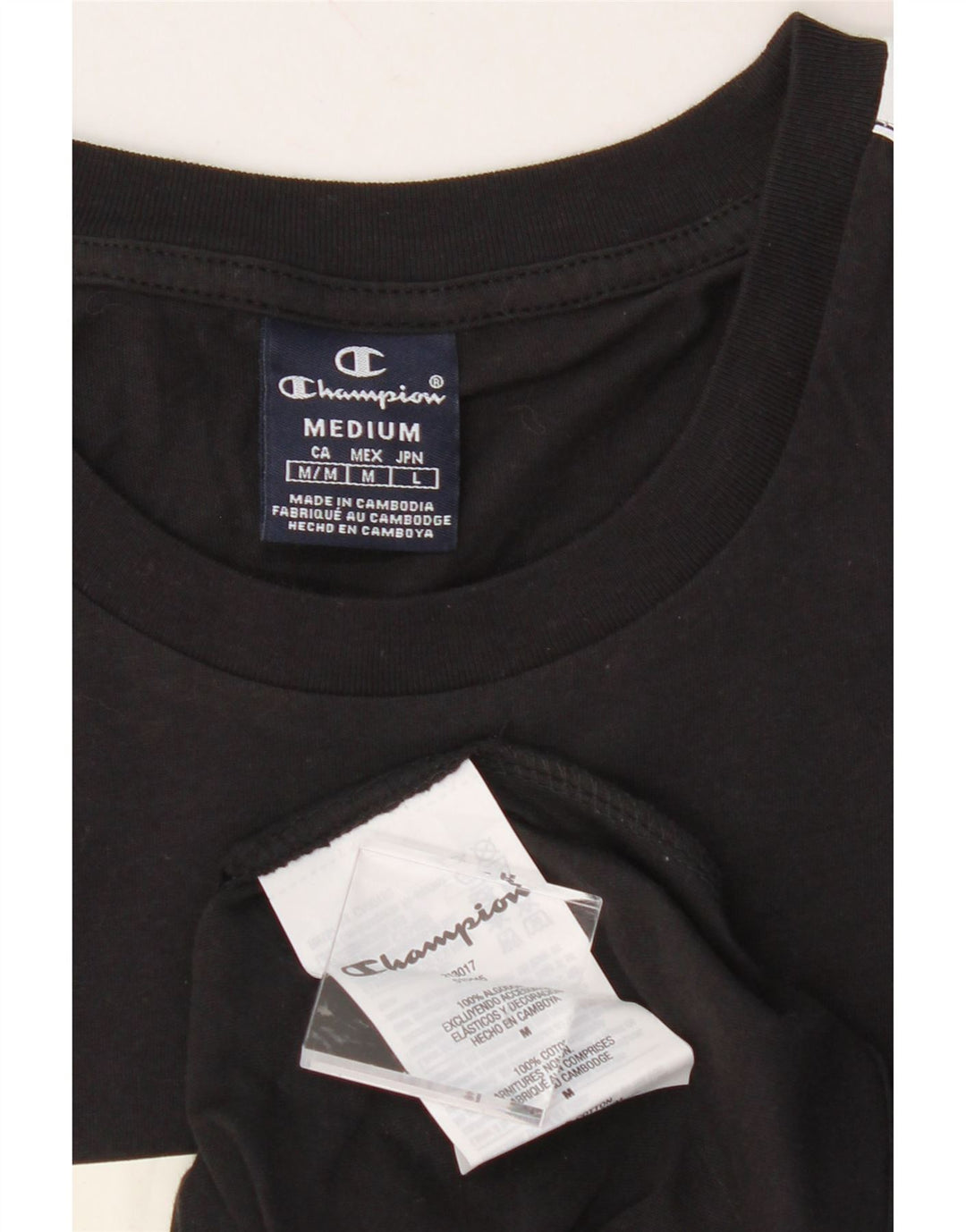 CHAMPION Mens Graphic T-Shirt Top Medium Black Colourblock Cotton Vintage Champion and Second-Hand Champion from Messina Hembry 