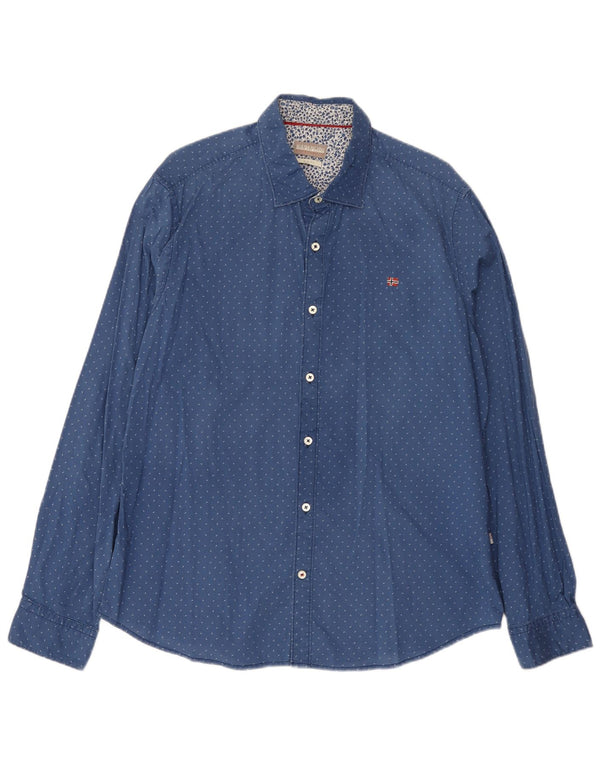 Camisa masculina Napapijri com estampa abstrata 2XL algodão azul