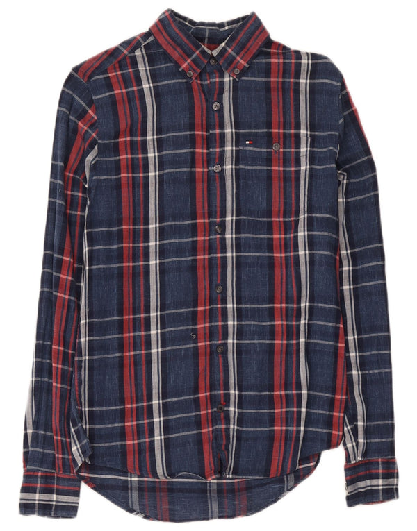Tommy Hilfiger Herre Slim Fit Flanelskjorte XS Marineblå ternet bomuld