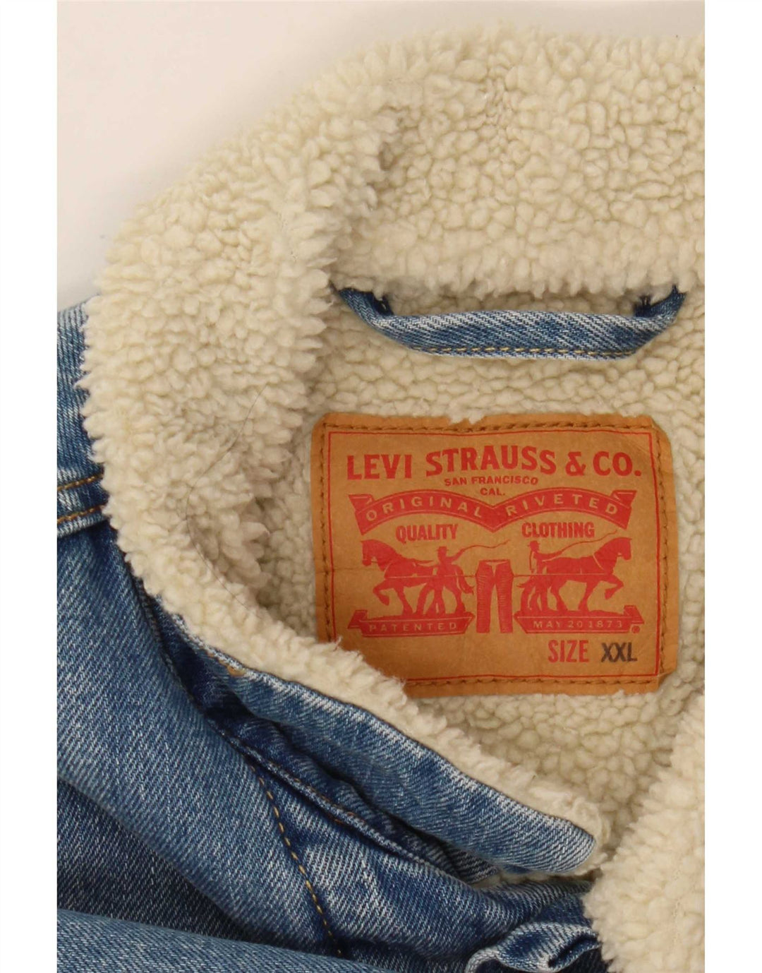 Levi's Mens Sherpa Denim Jacket UK 44 2XL Blue Cotton