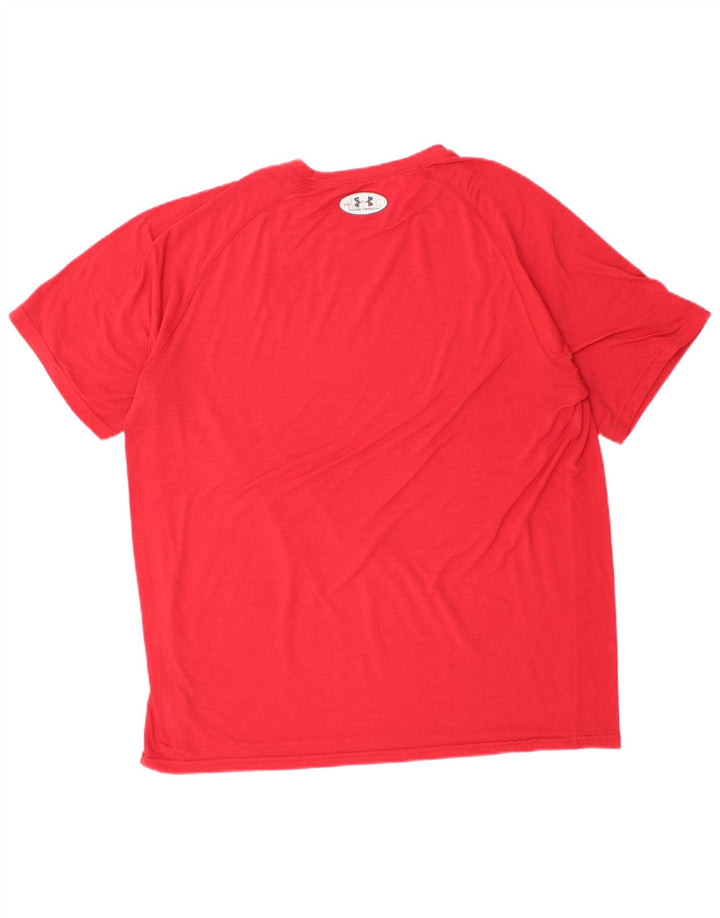 UNDER ARMOUR Mens Heat Gear T-Shirt Top Large Red Polyester