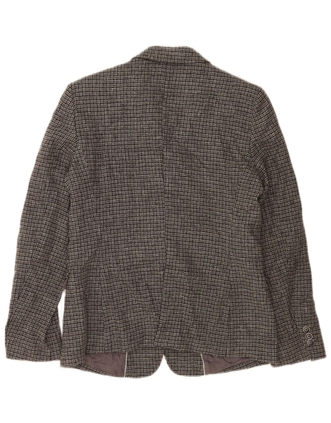 Jaqueta blazer feminina Massimo Dutti com 2 botões UE 42 grande cinza xadrez viscose