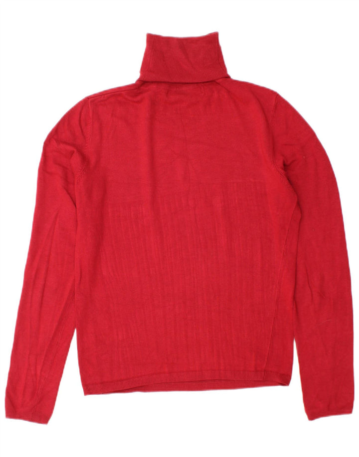Zara Womens Roll Neck Jumper Sweater UK 14 Medium Burgundy Rayon